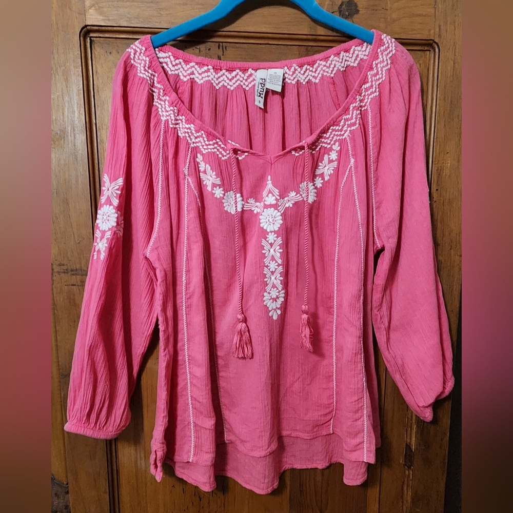 Mudd Pink Peasant Blouse Size S